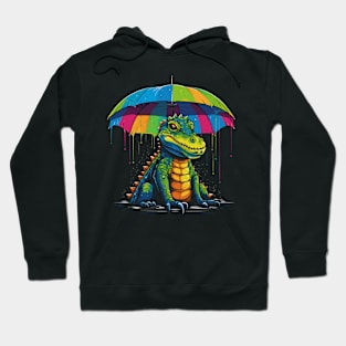 Alligator Rainy Day With Umbrella Hoodie